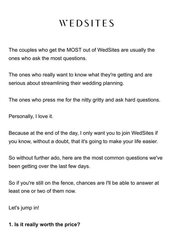 Questions couples asked before saying YES to WedSites