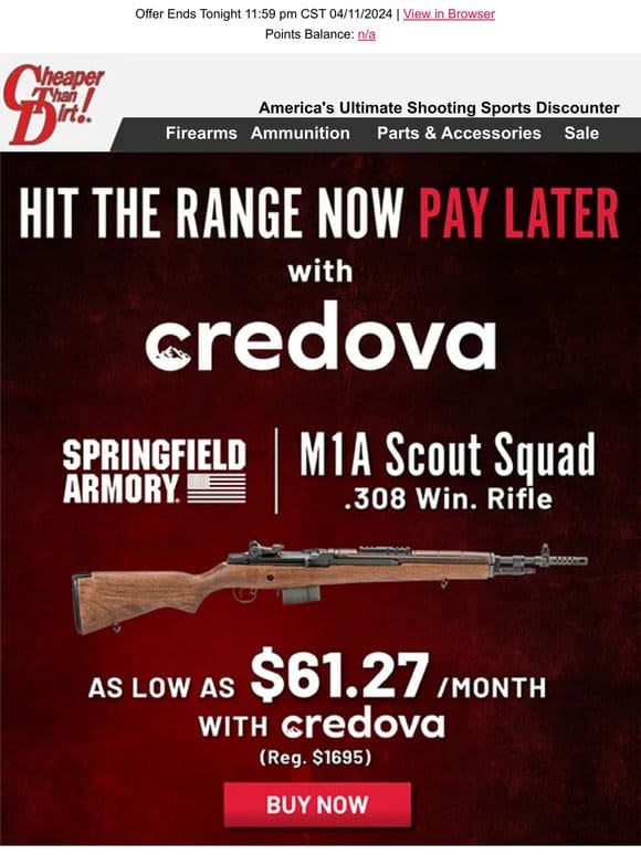 Range Time with a M1A Scout .308 Now & Pay $61.27 a Month Later