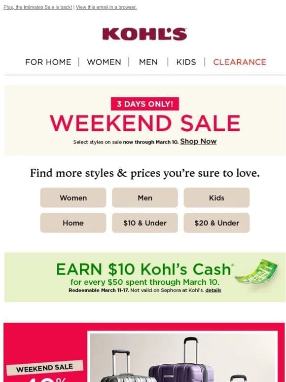 Ready， set， shop the WEEKEND SALE starting now!