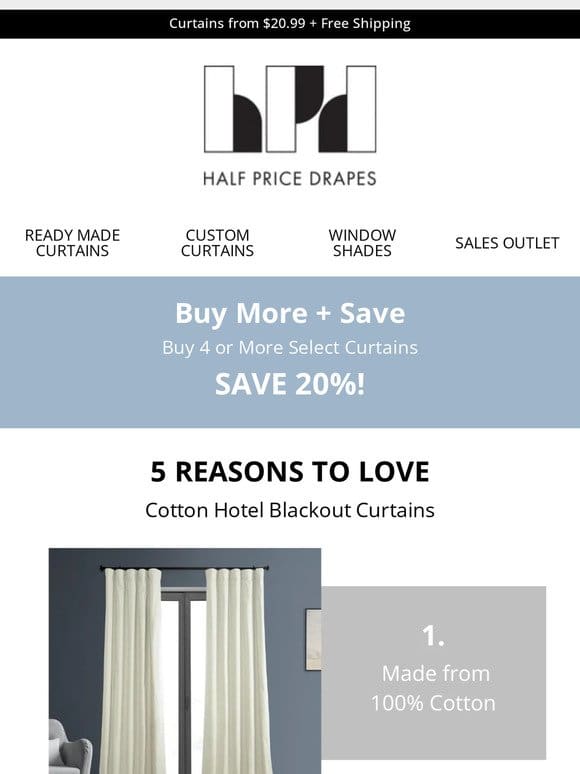 Reasons to ❤ Cotton Hotel Blackout Curtains