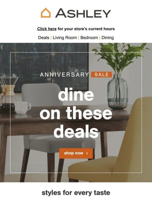 Refresh Your Dining Room with Anniversary Deals