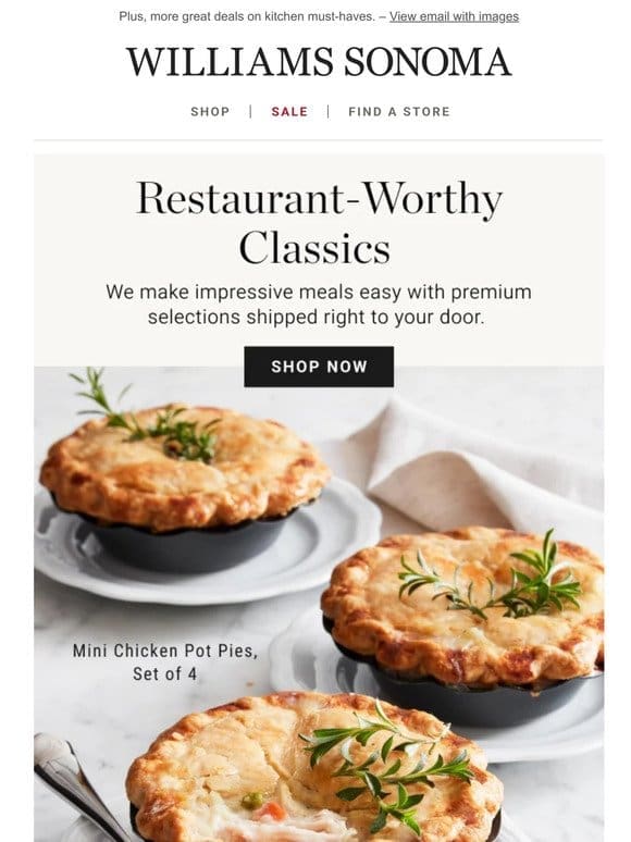 Restaurant-worthy classics delivered right to your door