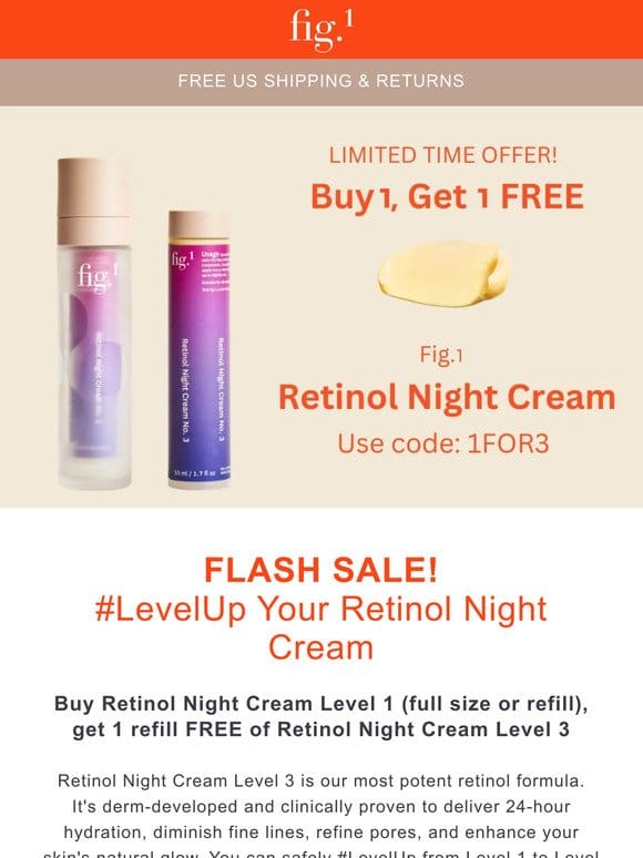 Retinol Flash Sale! Buy 1， Get 1 Retinol Night Cream