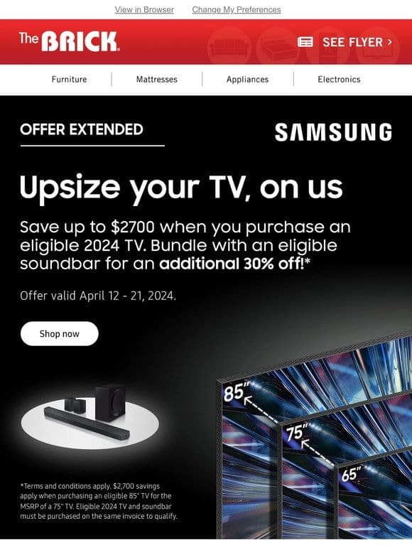 SAMSUNG Offer Extended! Save up to $2700 on select 2024 TVs.