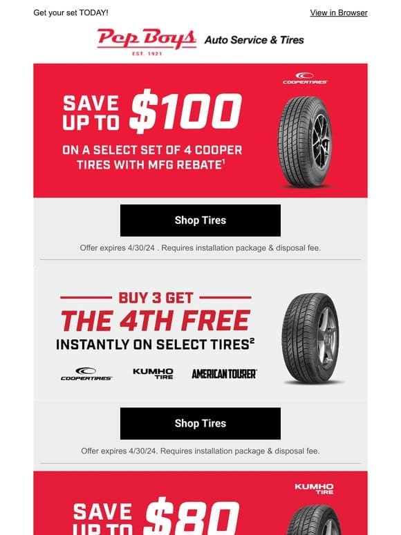 SAVE UP TO $100 on select Cooper tires