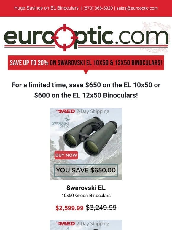 SAVE UP TO 20%: Swarovski EL 10×50 & 12×50 Binoculars!