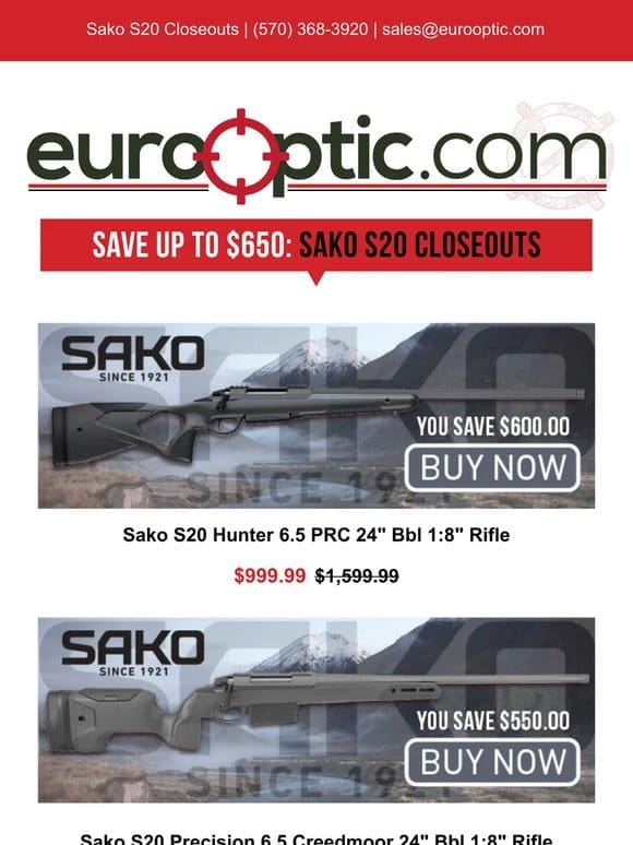 SAVE UP TO $650: Sako S20 Closeout Rifles!