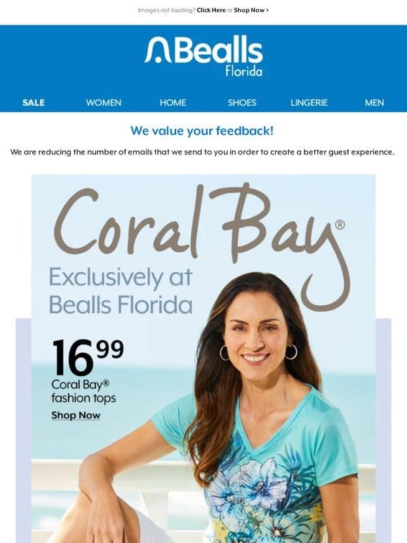 SAVE on your Coral Bay favorites， exclusively at Bealls Florida