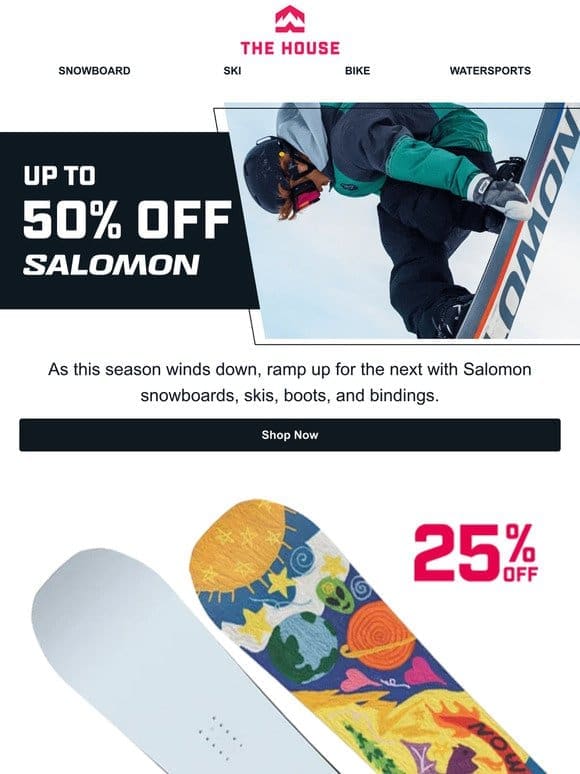 Salomon Snowboards， Skis， Boots & Bindings: Up to 50% Off
