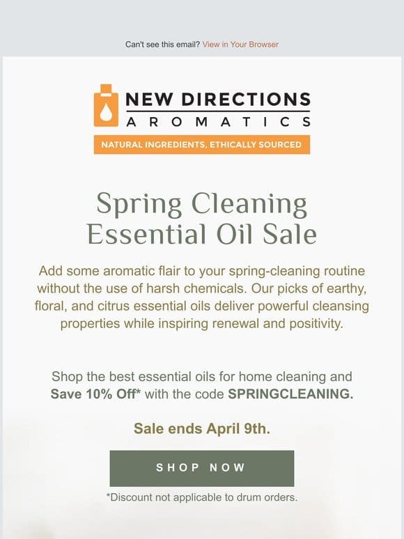 Save 10% Off Essential Oils for Seasonal Cleaning