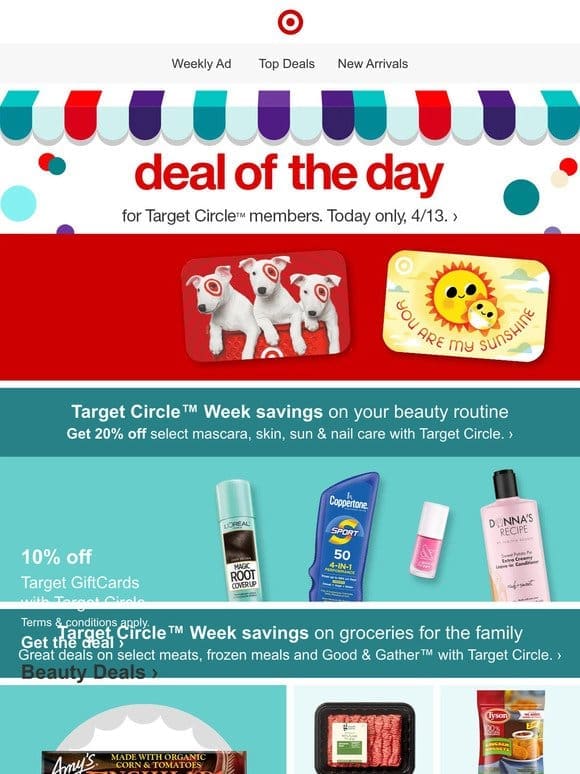 Save 10% on Target GiftCards with Target Circle. Today only.