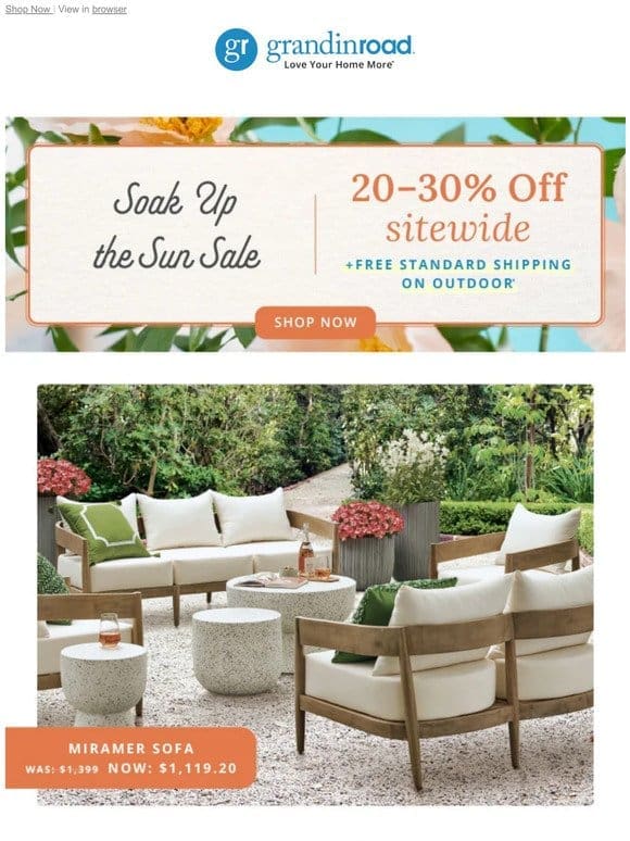 Save 20-30% Sitewide + Free Shipping* on Outdoor