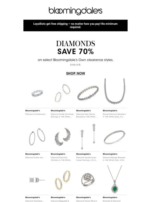 Save 70% on diamonds!