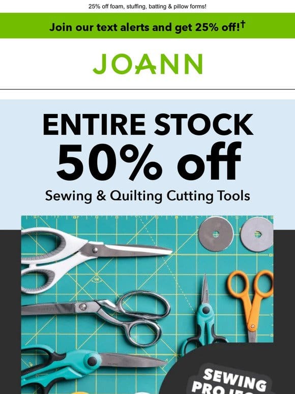 Save on SEWING: 50% off ALL sewing & quilting cutting tools!