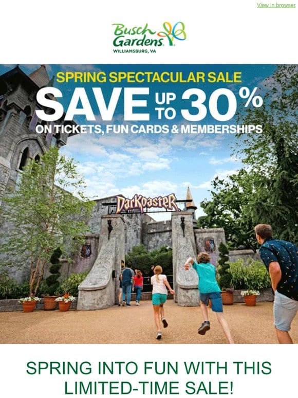 Save up to 30% on Tickets， Fun Cards & Memberships