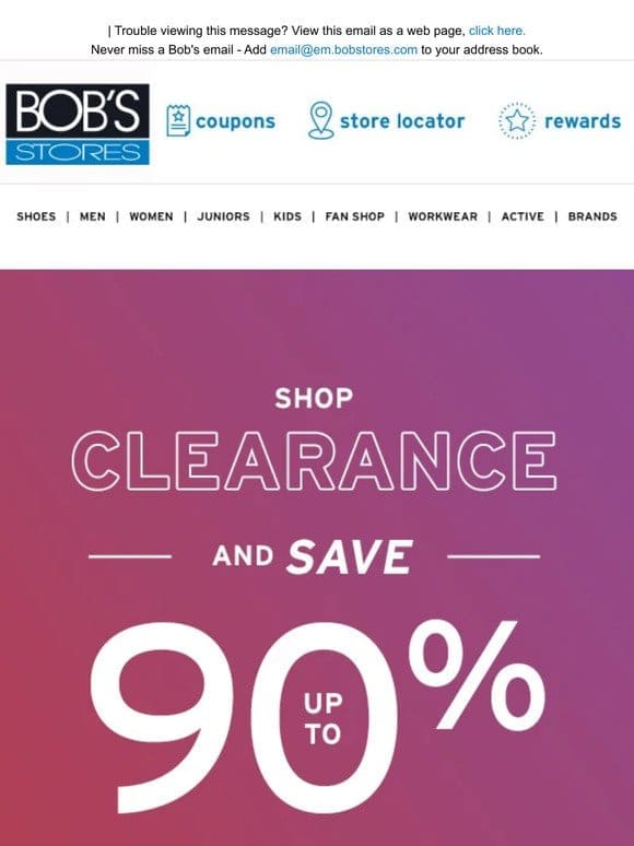 Save up to 90% on Clearance ☀