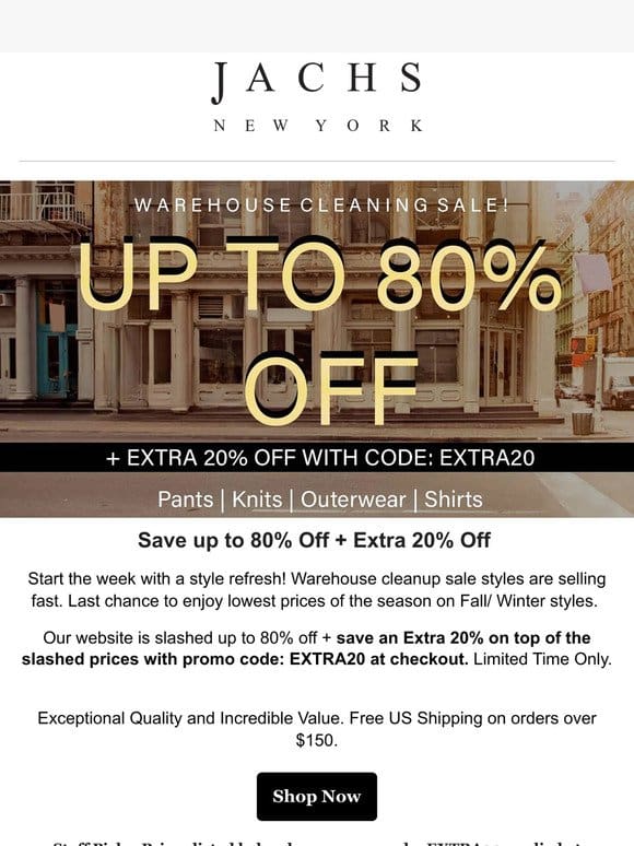 Save up ton80% Off + Extra 20% Off