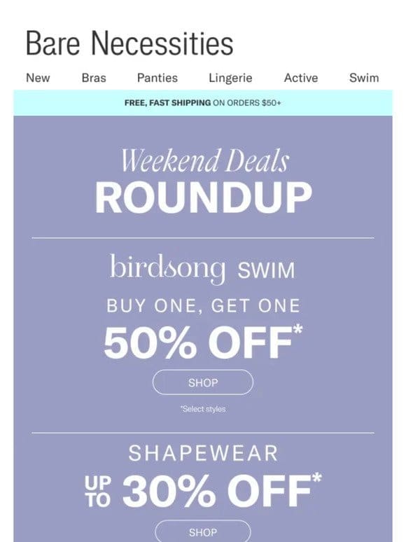 Savings Await: 30% Off Shapewear， BOGO 50% Off Bras & More
