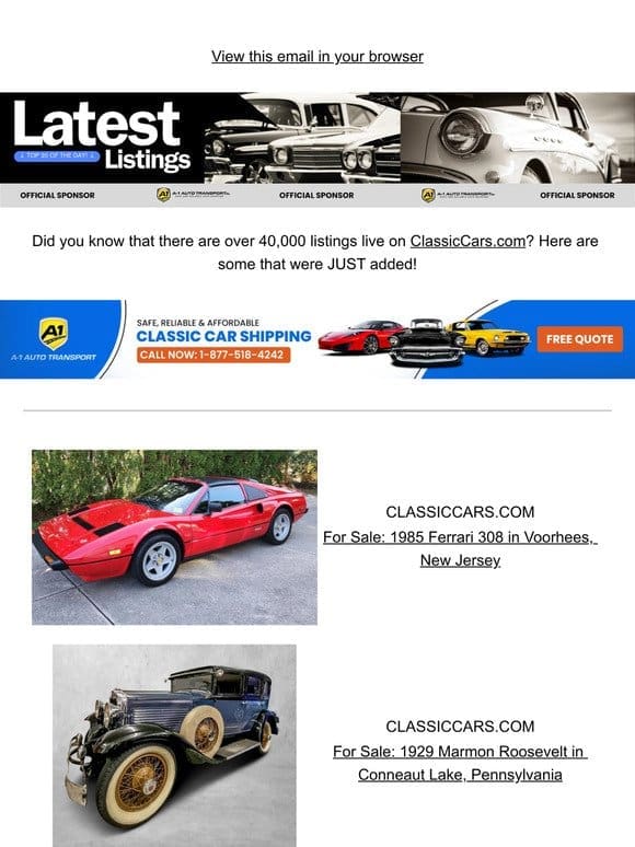 See what’s cruising in on ClassicCars.com!