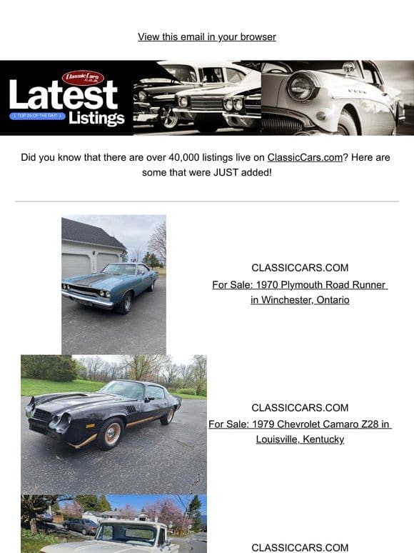 See what’s cruising in on ClassicCars.com!