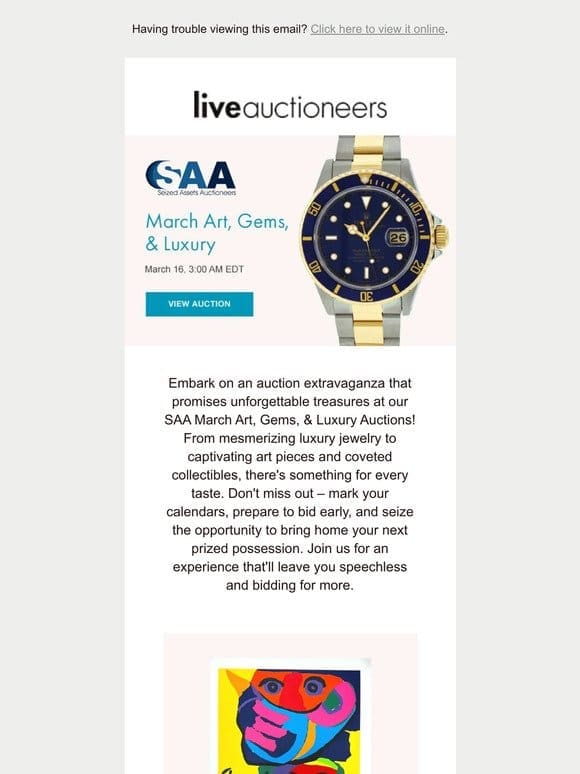 Seized Assets Auctioneers | March Art， Gems， & Luxury
