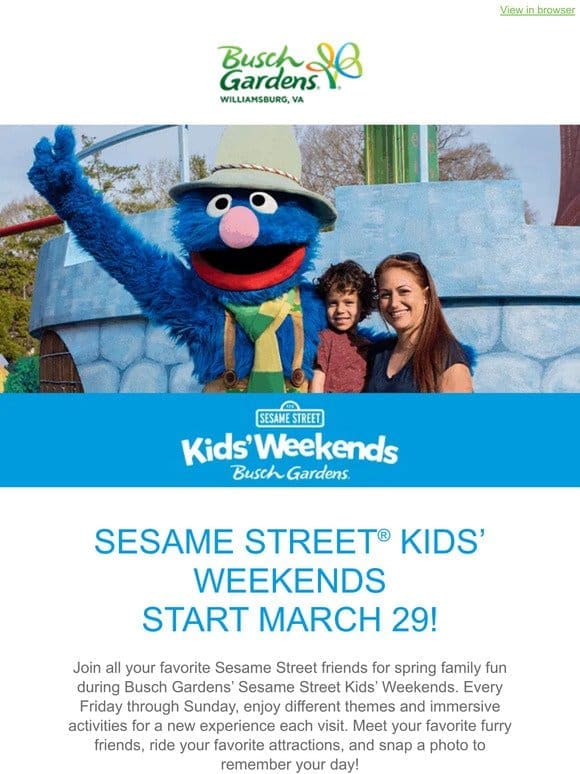 Sesame Street Kids’ Weekends Starts March 29!