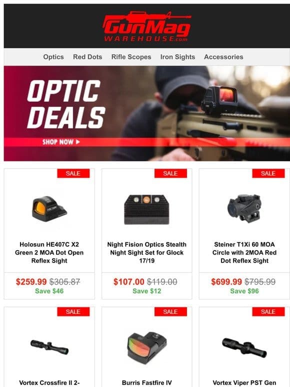 Shoot Bullseyes With These Optic Deals | Holosun HE407C X2 Green 2 MOA Dot for $260