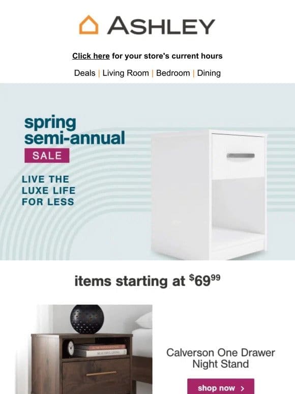 Shop Bedroom Items Starting at $69.99