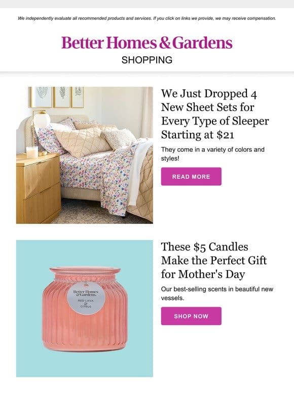Shop Fresh Bedroom Styles & $5 Mother’s Day Candles ?