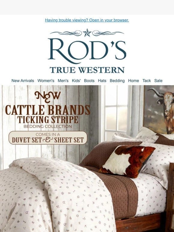 Shop Now! The New Rod’s Exclusive Cattle Brands Bedding Collection