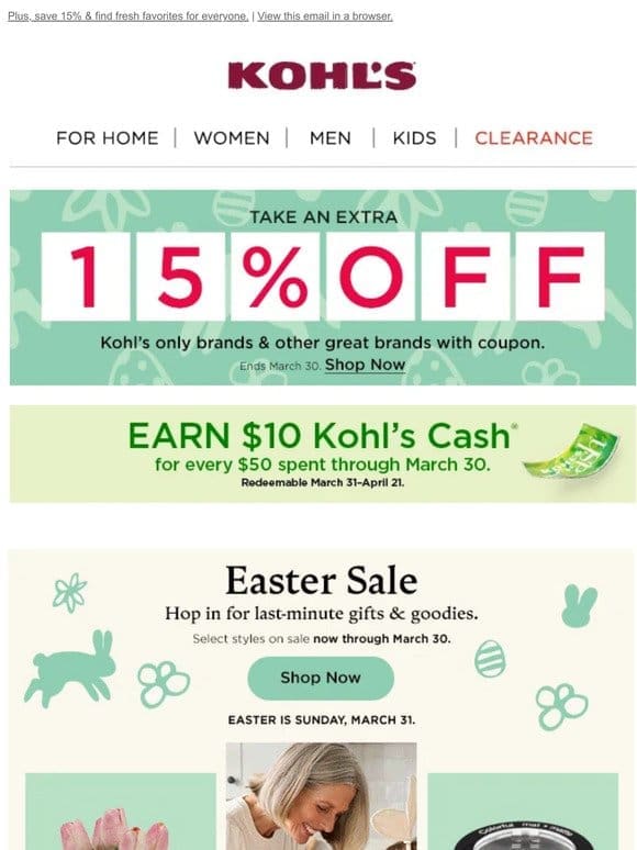 Shop the Easter Sale & earn Kohl’s Cash … time to celebrate!