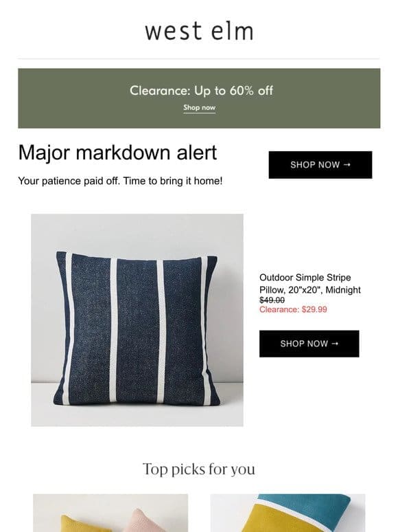 Simple Stripe Indoor/Outdoor Pillow is on *sale* but going fast + up to 60% off clearance!