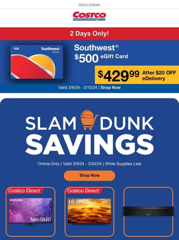 Slam Dunk Savings Start NOW + Southwest Airlines eGift Card is back!