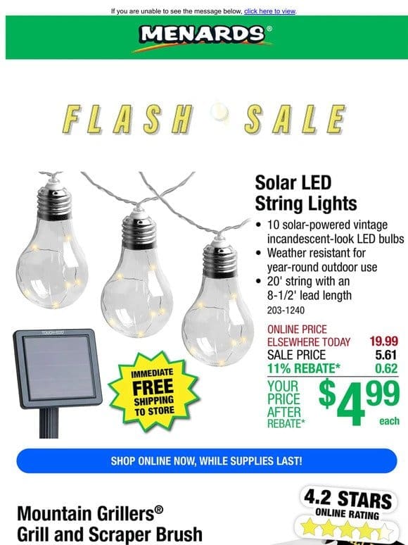 Solar LED String Lights ONLY $4.99 After Rebate*!