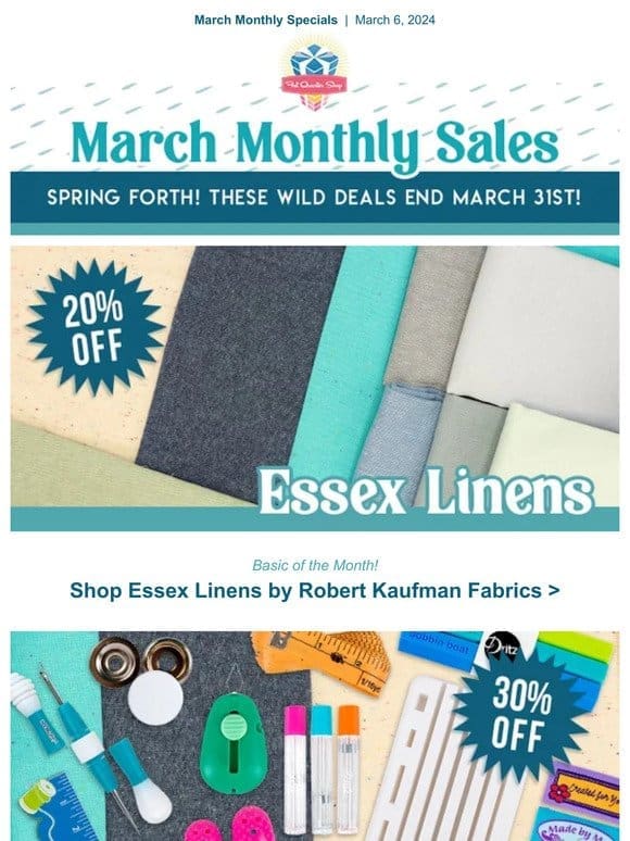 Special deals are growing with 20% off Essex Linens and MORE!