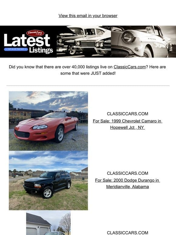 Speed through these listings to find your classic car!