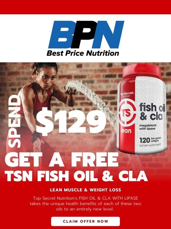 Spend $129 Get a Free Top Secret Fish Oil & CLA