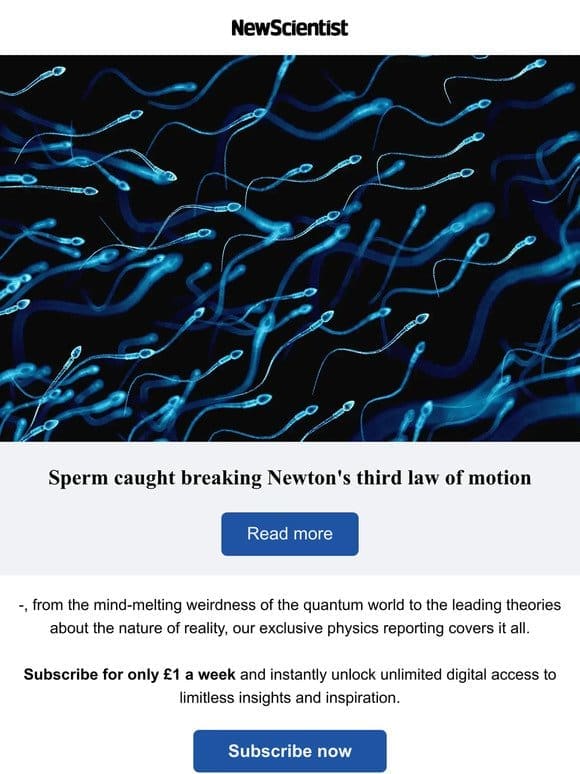 Sperm caught breaking Newton’s third law of motion