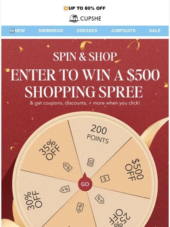 Spin， Shop， WIN $500!