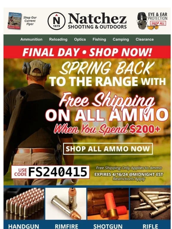 Spring Back with Free Shipping on ALL Ammo
