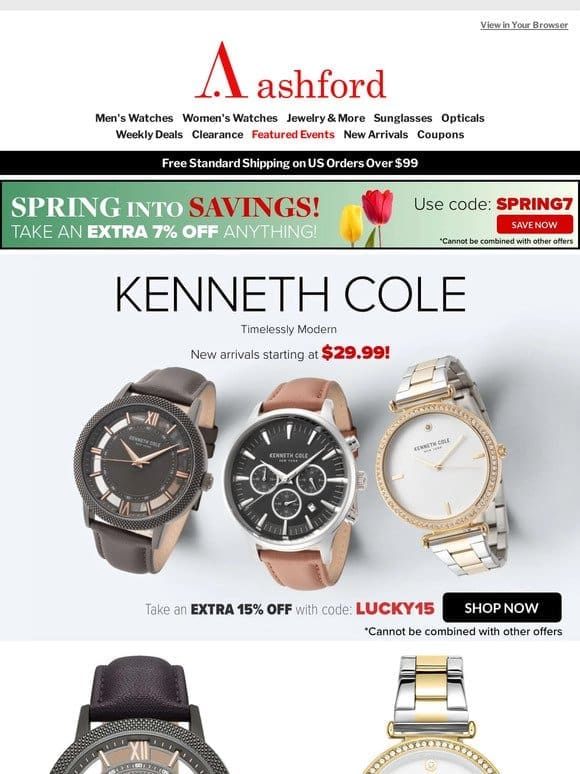 Spring Forward with Kenneth Cole: Watches Start at Just $29.99!
