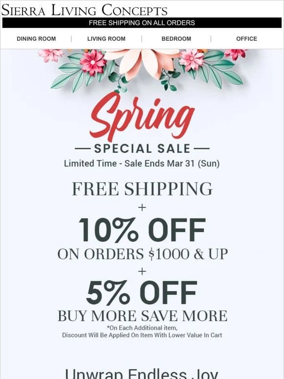 Spring Sale Arrival – Brighter Days， Brighter Savings