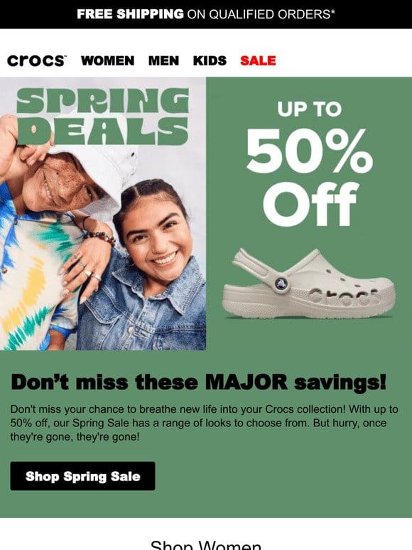Spring Sale: Up to 50% off