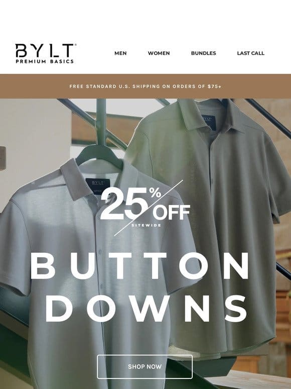 Spring Savings on Button Downs ➡️ 25% Off Sitewide!