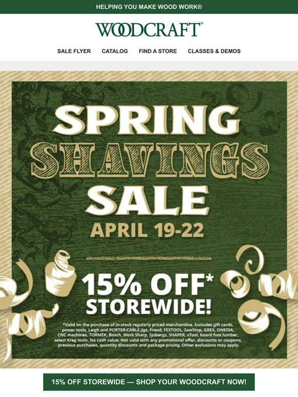 Spring Shavings 15% Off Weekend Continues + More Deals