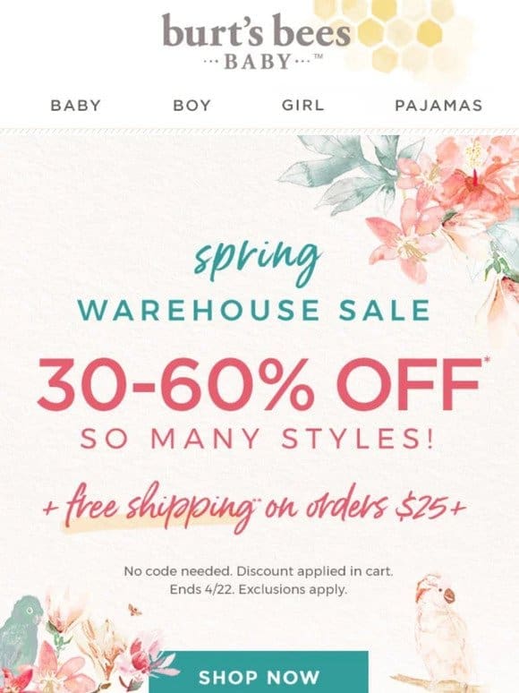 Spring Warehouse SALE! 30-60% off!