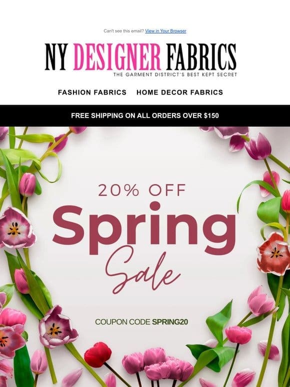Spring is on the way… 20% OFF Site Wide Sale