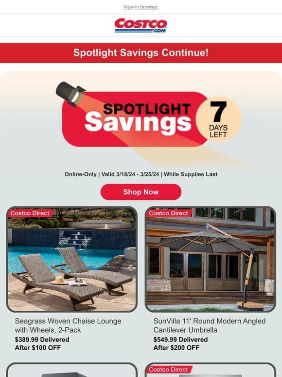 Spring on the Savings! Deals on Patio， Electronics， Appliances and More!