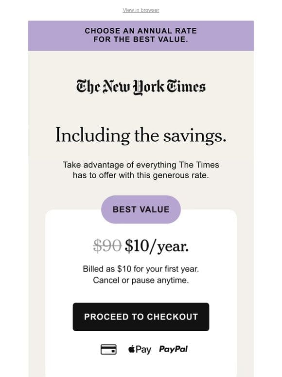 Spring savings have arrived: $10/year.