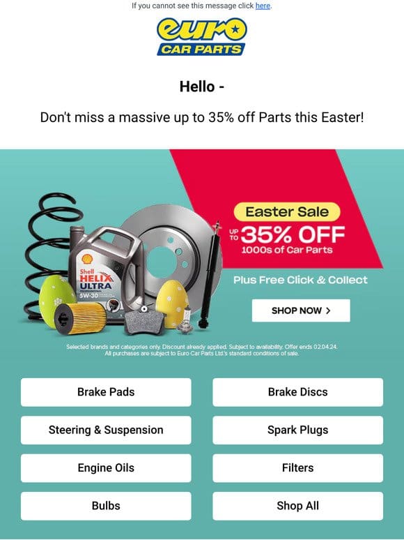 Start Your April With Up To 35% Off Car Parts